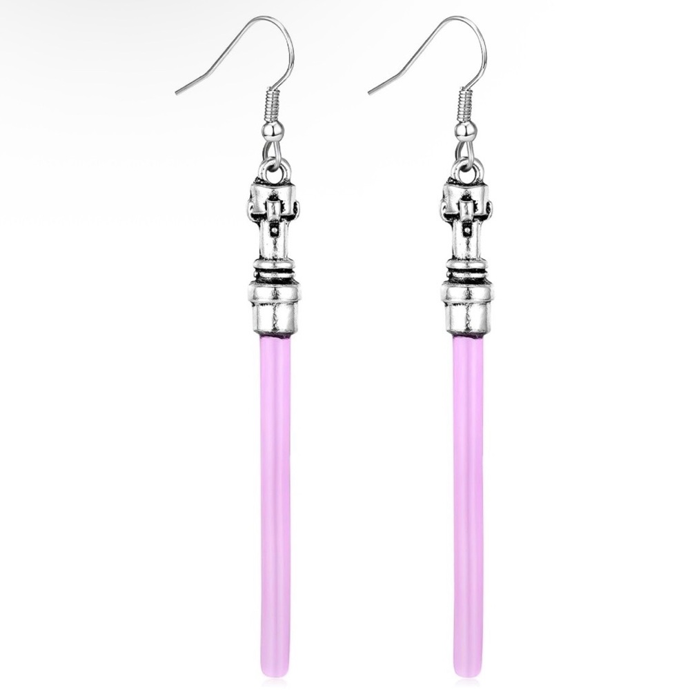 Silver and Purple Lightsaber Earrings